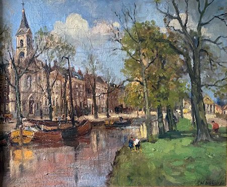 1293, Stadsgezicht met water en boten, Den Haag (?)